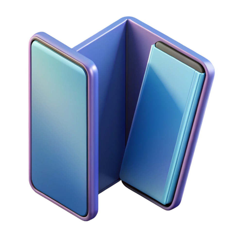 extraordinary abstract Foldable smartphone with flexible display NO BACKGROUND with Transparent Background. premium png