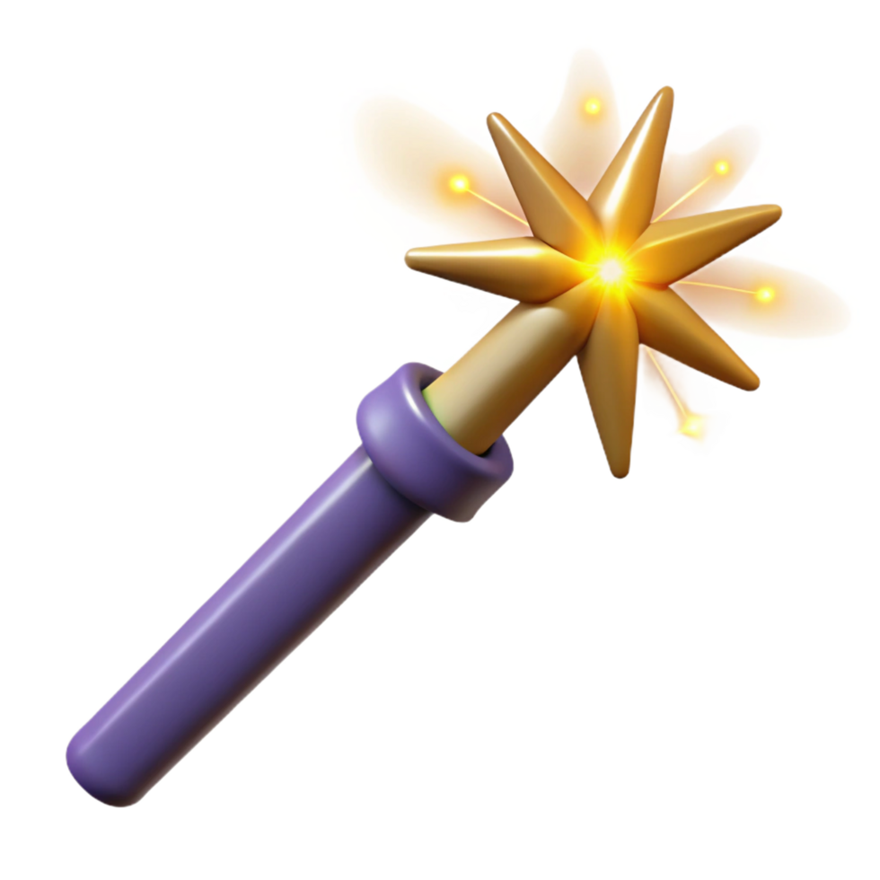 exceptional mid-century A powerful magic wand emitting sparks of energy. NO BACKGROUND with Transparent Background. luxury png