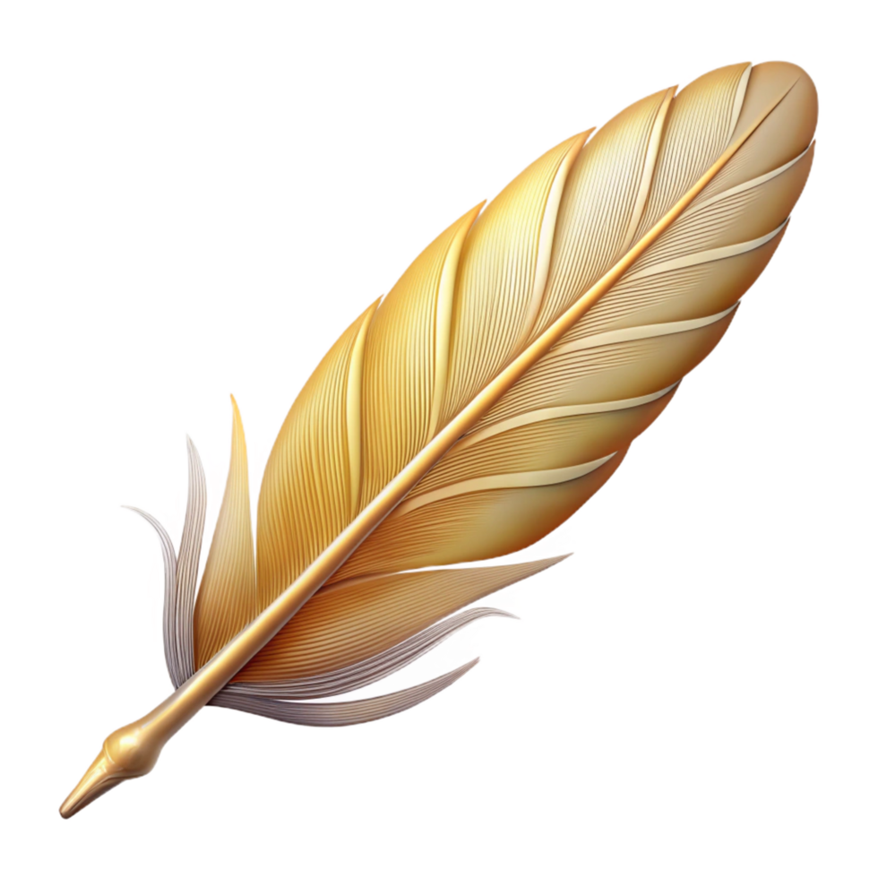 exquisite notable A single, delicate feather from a phoenix. NO BACKGROUND with Transparent Background. png