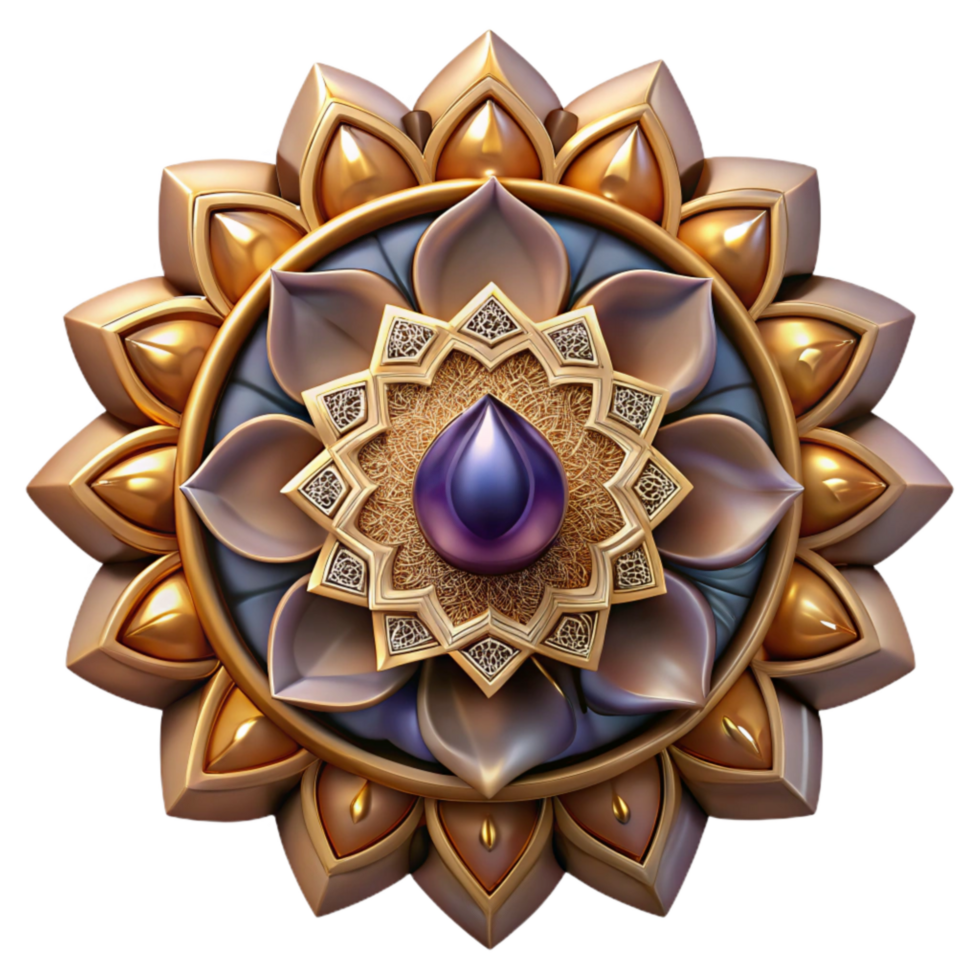 wonderful rustic Gradient Mandala Pattern Beige Cutout authentic png