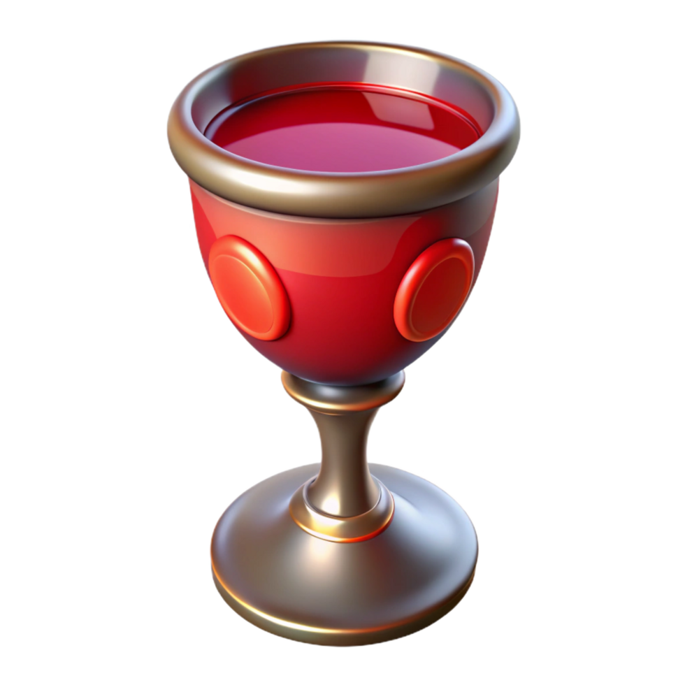iconic abstract A single, ornate chalice filled with red wine. NO BACKGROUND with Transparent Background. high resolution png