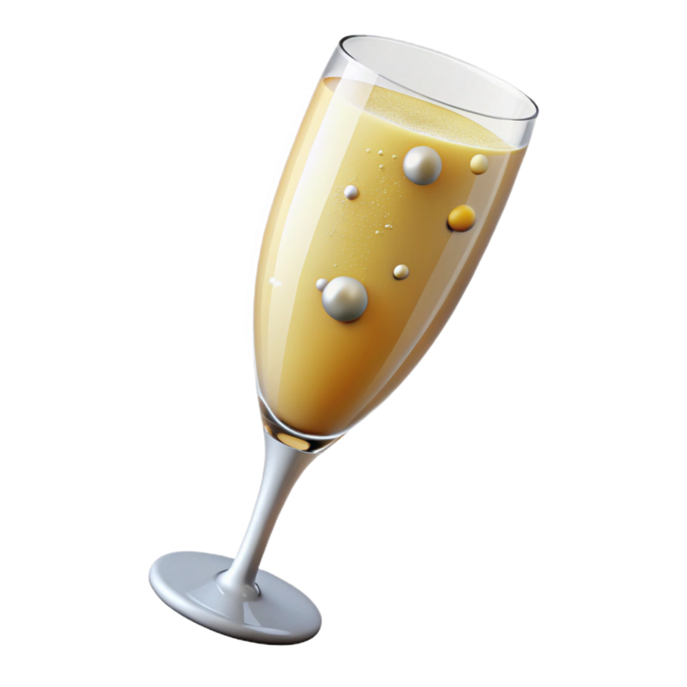 vibrant avant-garde A glass of overflowing champagne with rising bubbles. NO BACKGROUND with Transparent Background. artisan png