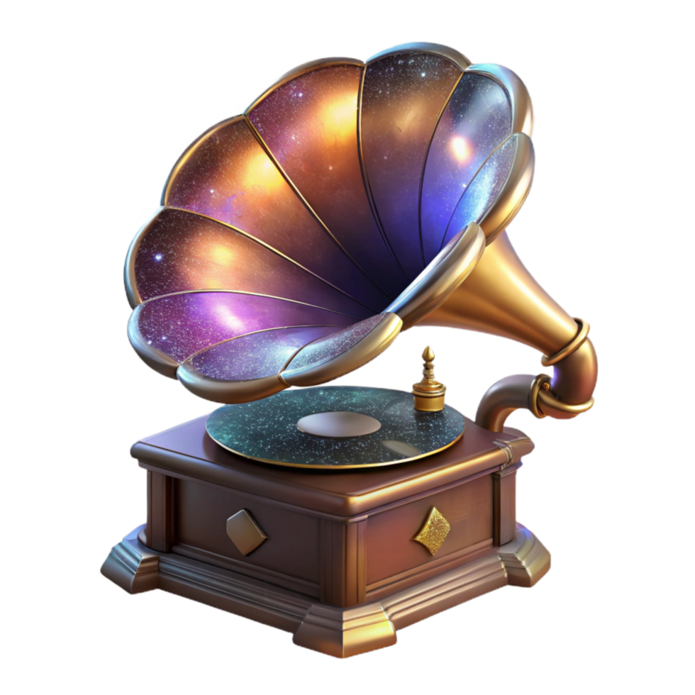 wonderful abstract Gramophone Isolated with Antique Finish Transparent Background authentic png