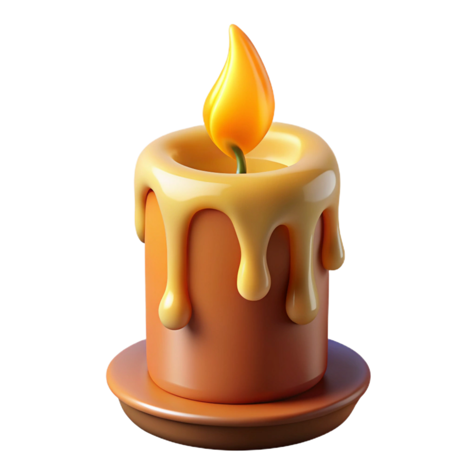 mysterious impressive A burning candle with dripping wax. NO BACKGROUND with Transparent Background. sharp png