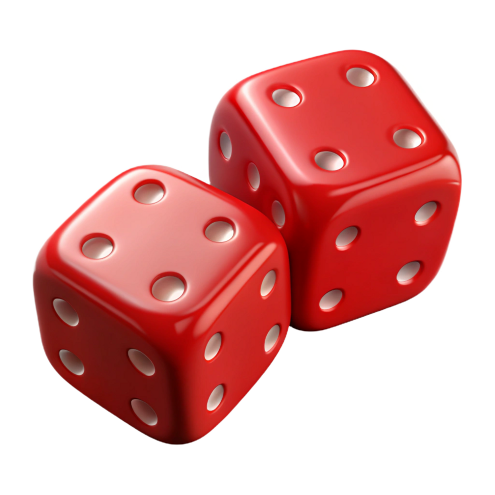 playful picturesque A pair of red dice showing snake eyes. NO BACKGROUND with Transparent Background. 4K png