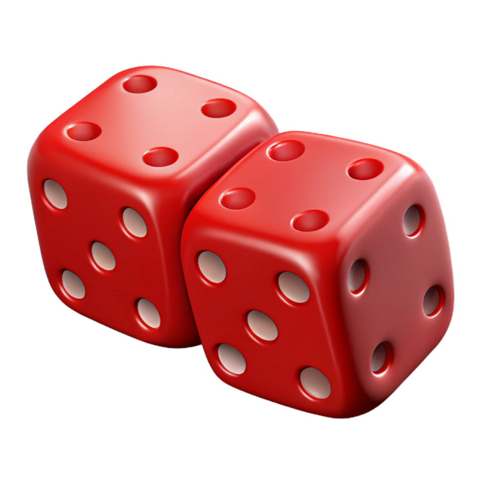energetic dramatic A pair of red dice showing snake eyes. NO BACKGROUND with Transparent Background. genuine png