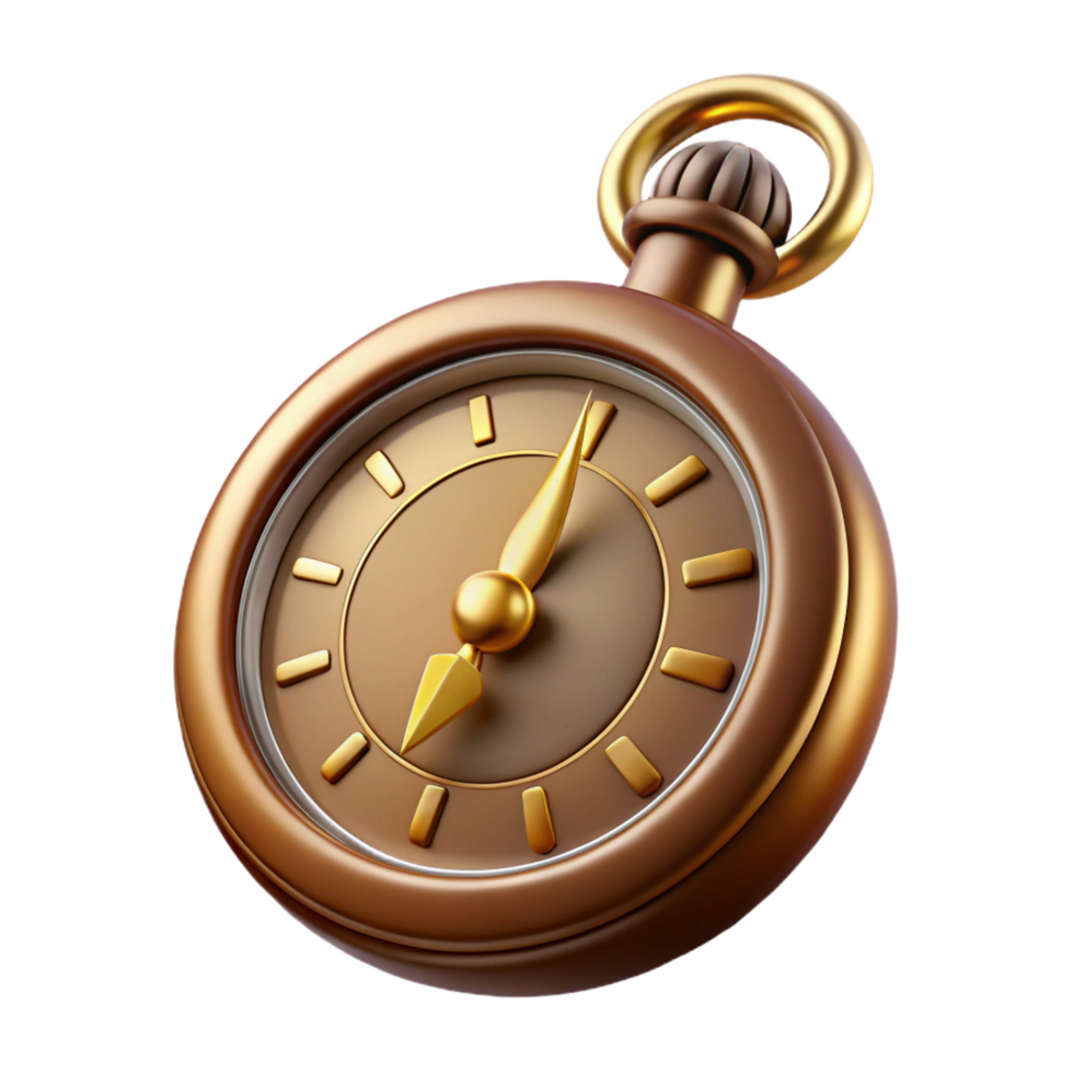 melancholic pristine A vintage pocket watch with Roman numerals. NO BACKGROUND with Transparent Background. original png