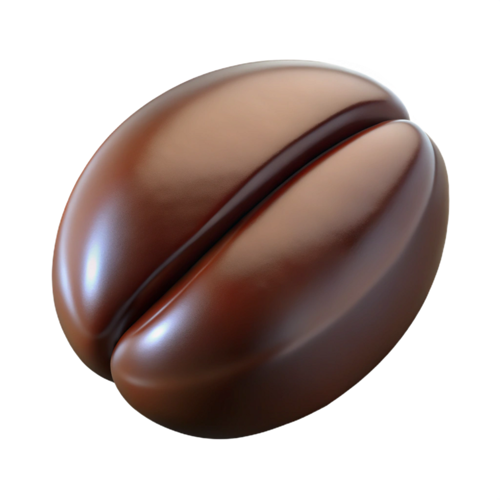 stunning bold classic A single coffee bean, dark and roasted. NO BACKGROUND with Transparent Background. perfect clarity png