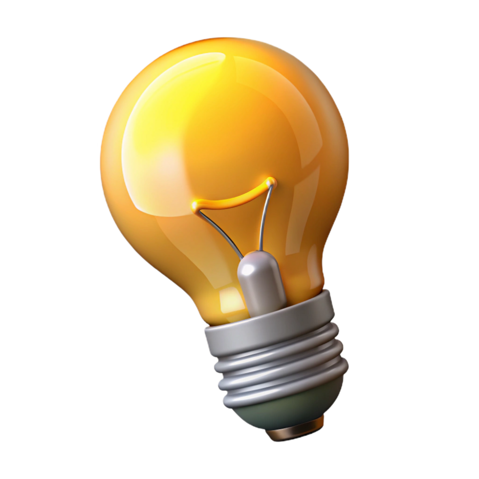 enchanting rustic A single lightbulb with a glowing filament. NO BACKGROUND with Transparent Background. perfect clarity png