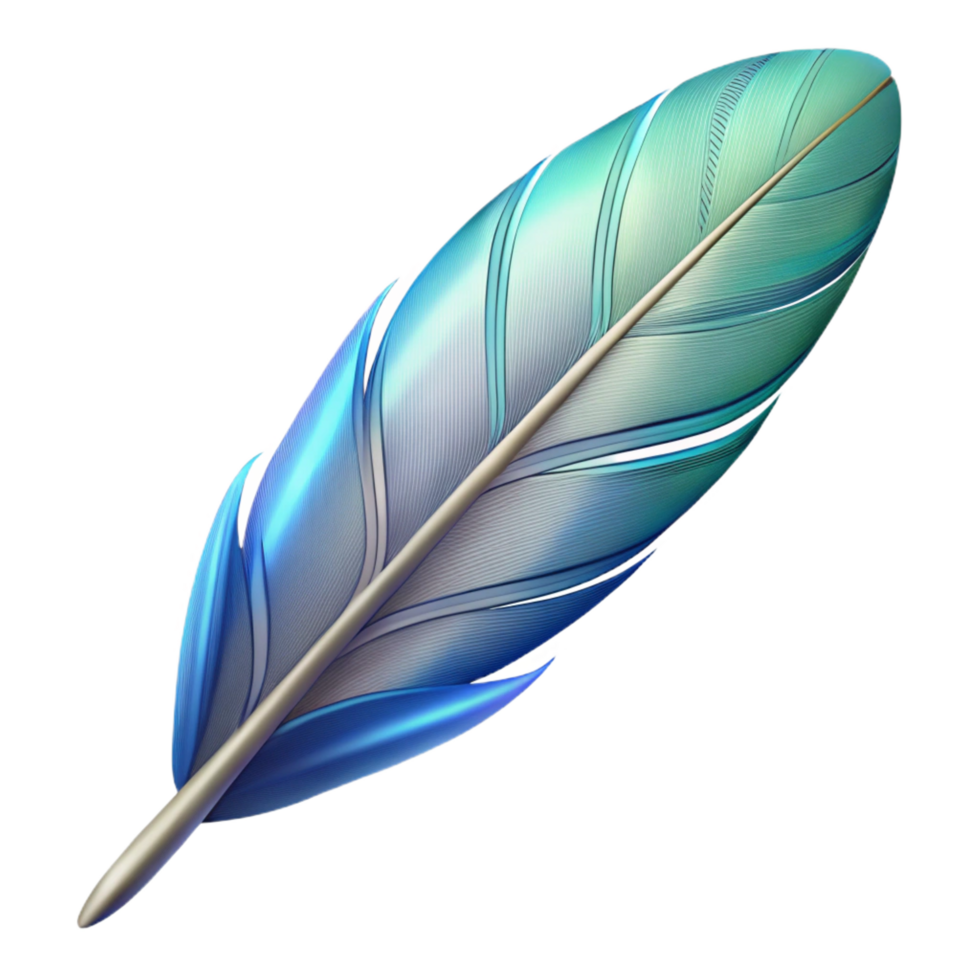signature modern A single feather, light and airy. NO BACKGROUND with Transparent Background. precision png