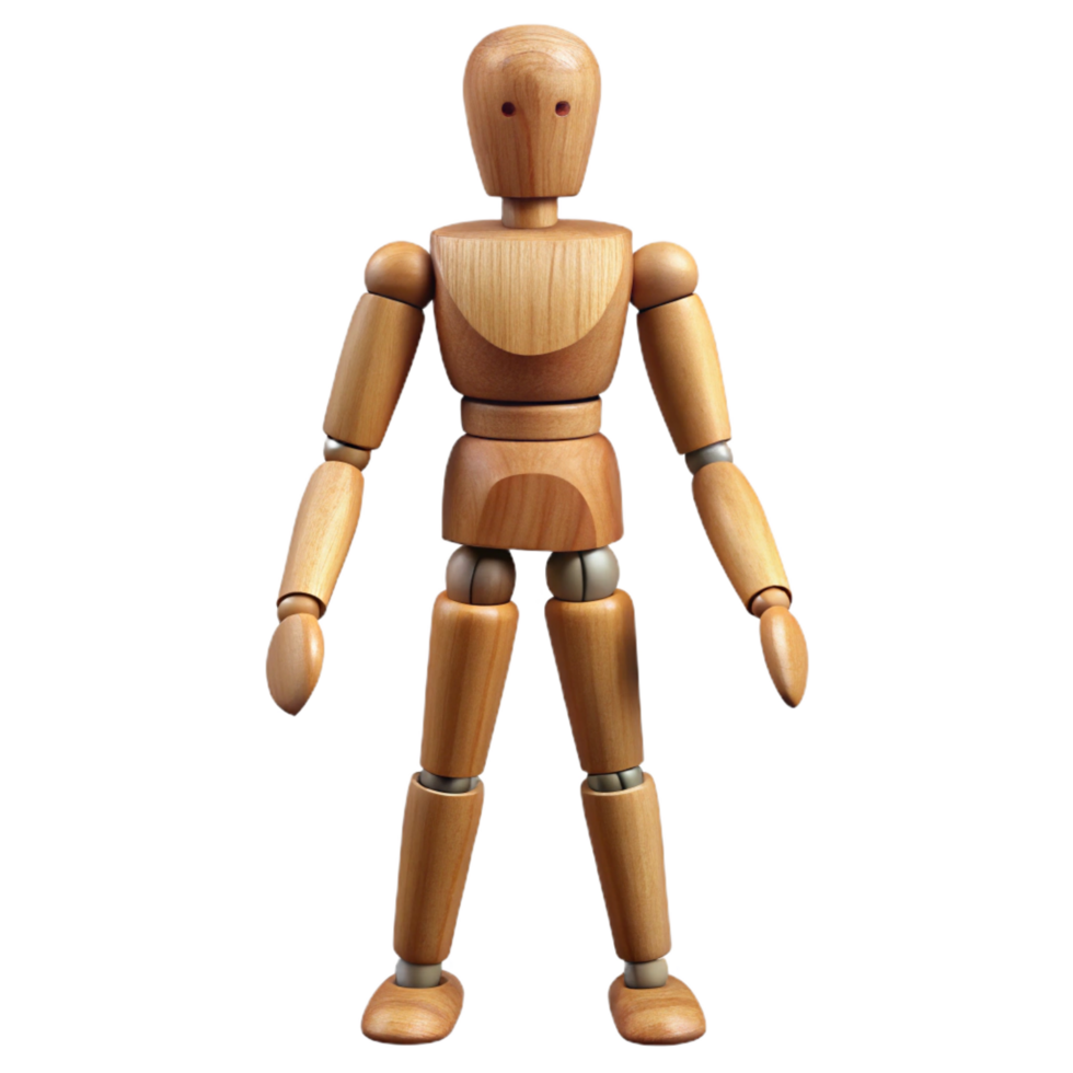 mysterious spectacular A wooden artist's mannequin, jointed and posable. NO BACKGROUND with Transparent Background. top-tier png