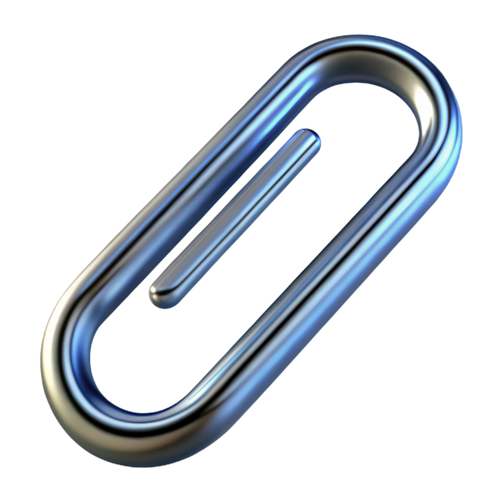 magnificent art deco A single paperclip, metallic and unbent. NO BACKGROUND with Transparent Background. fine detail png