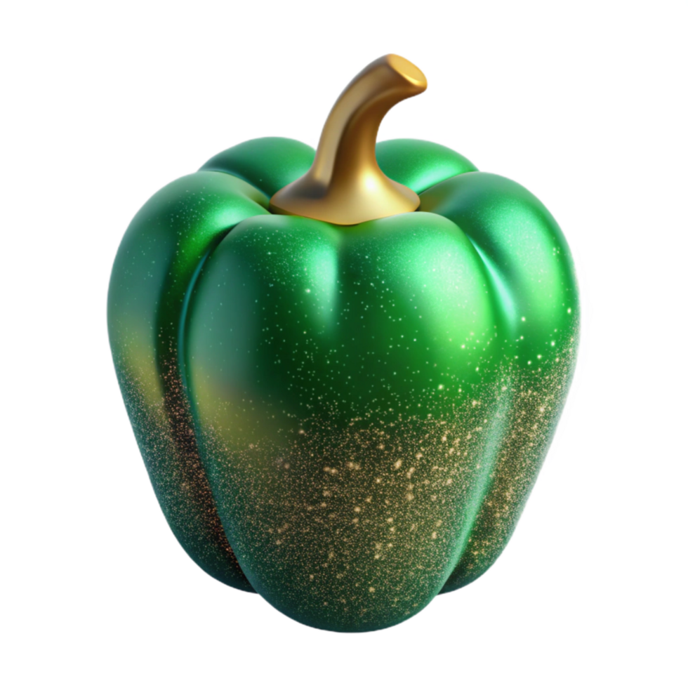 dramatic minimalist Green Bell Pepper Isolated detailed png