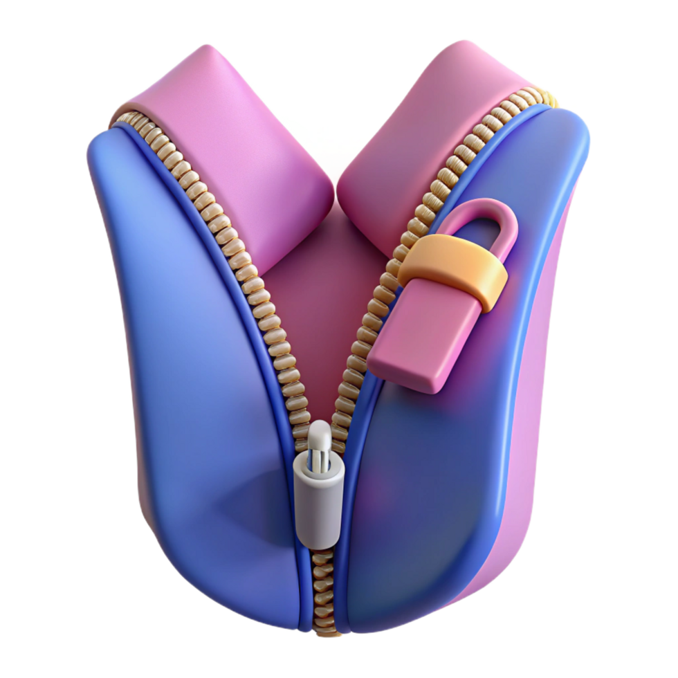 tranquil glorious A single zipper, half-open. NO BACKGROUND with Transparent Background. authentic png