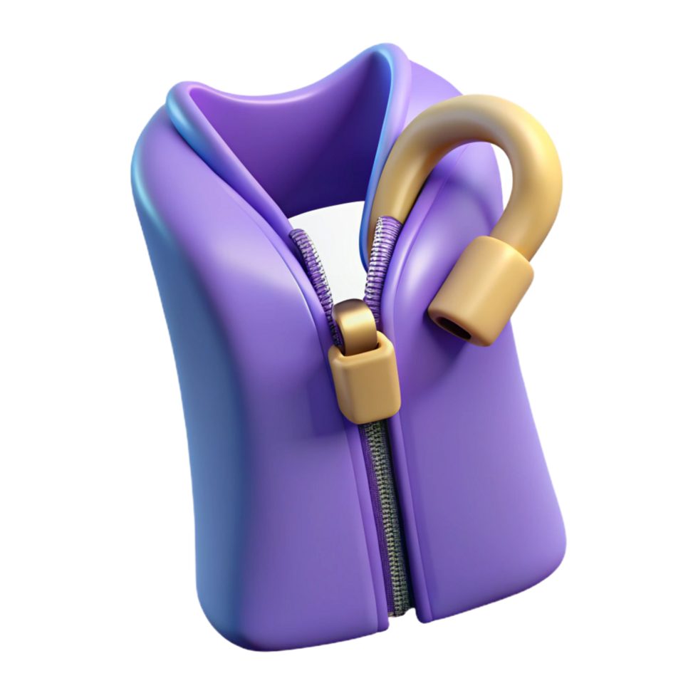 splendid nordic A single zipper, half-open. NO BACKGROUND with Transparent Background. 4K png