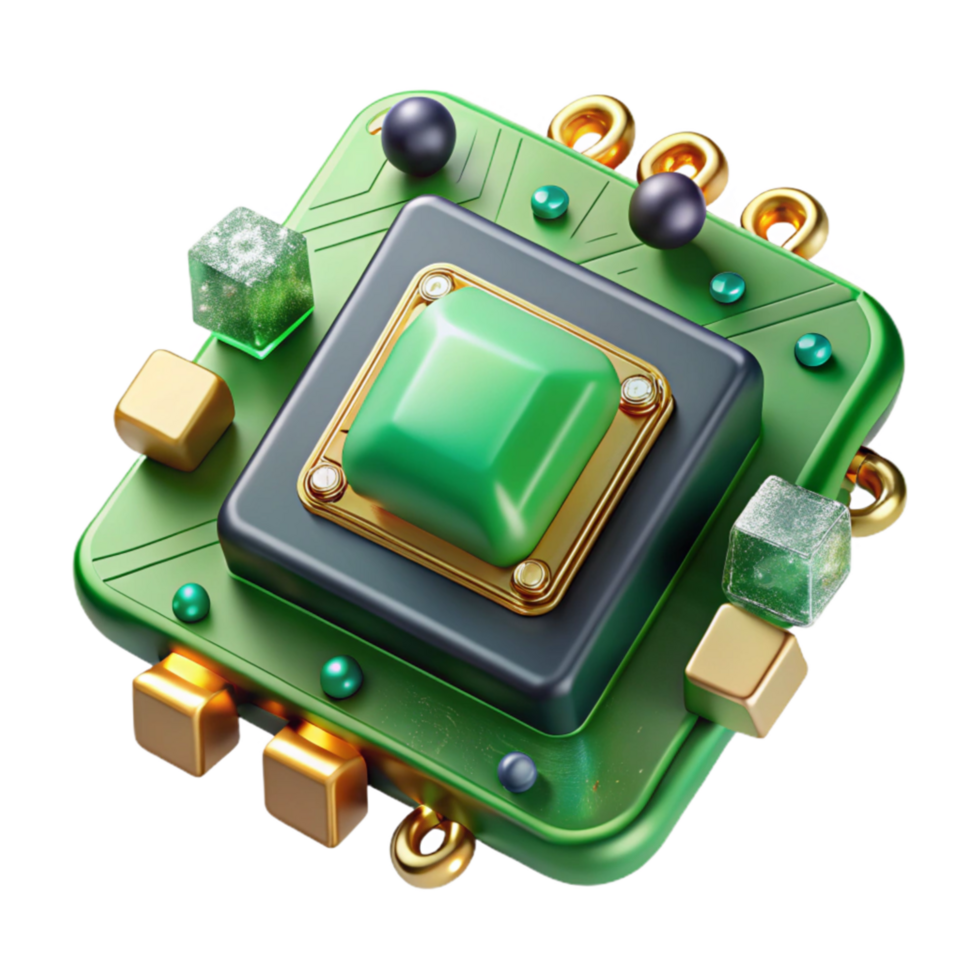 wonderful modern Green Circuit Board with Electronic Components Isolated high resolution png