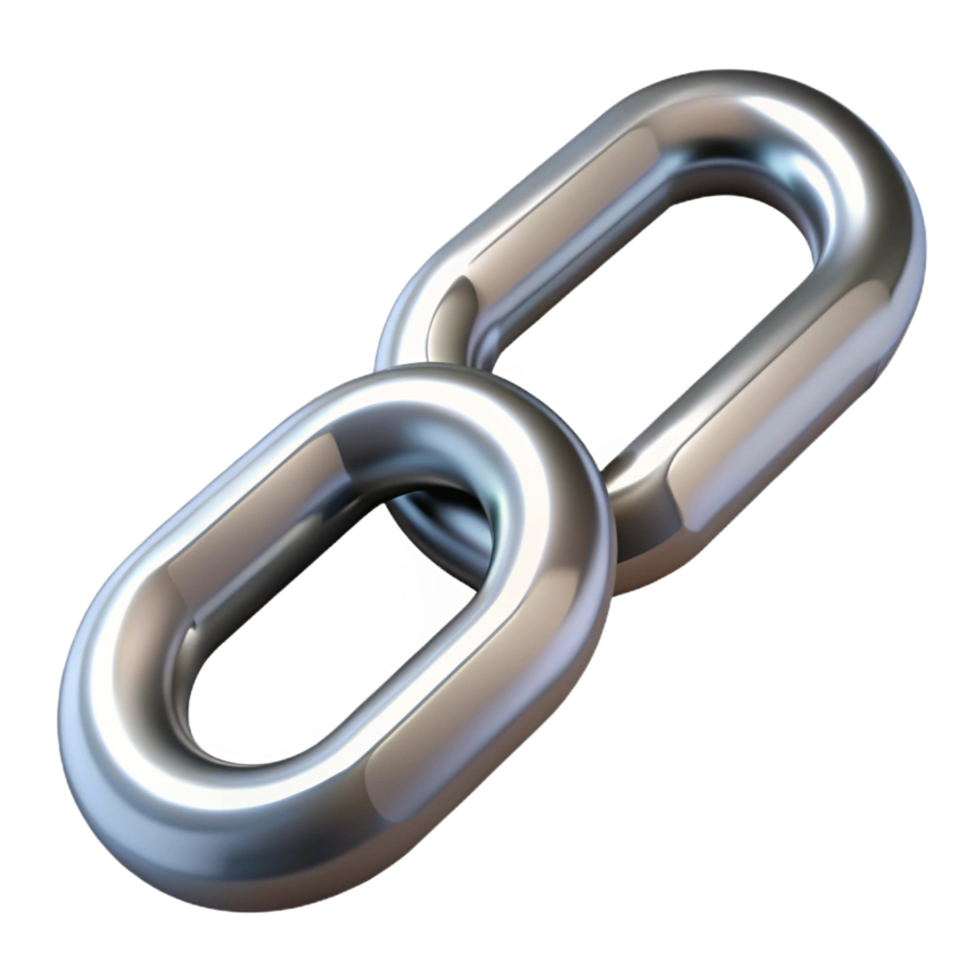 exquisite avant-garde A single chain link, metallic and strong. NO BACKGROUND with Transparent Background. gallery standard png