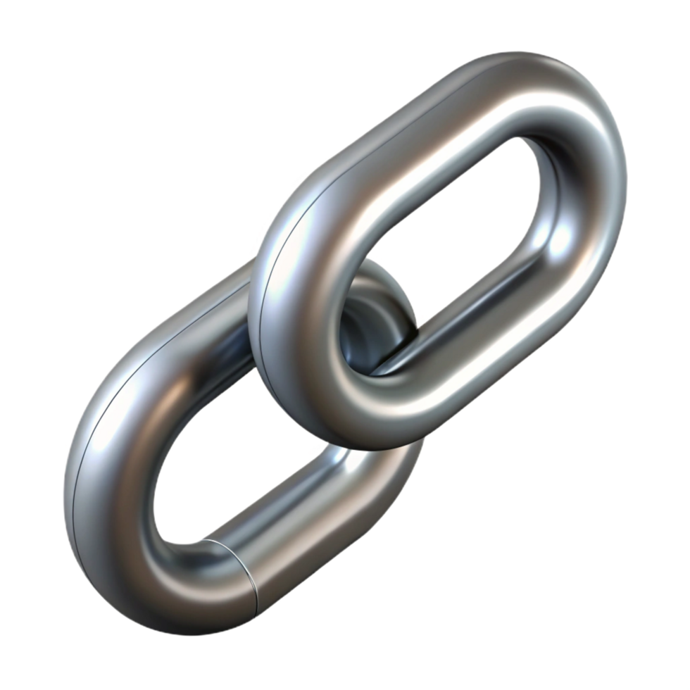 fascinating exemplary A single chain link, metallic and strong. NO BACKGROUND with Transparent Background. png