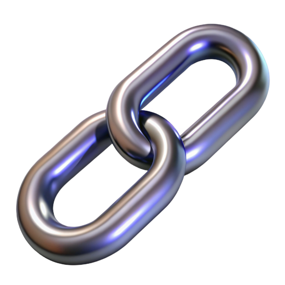 immaculate mid-century A single chain link, metallic and strong. NO BACKGROUND with Transparent Background. top-tier png