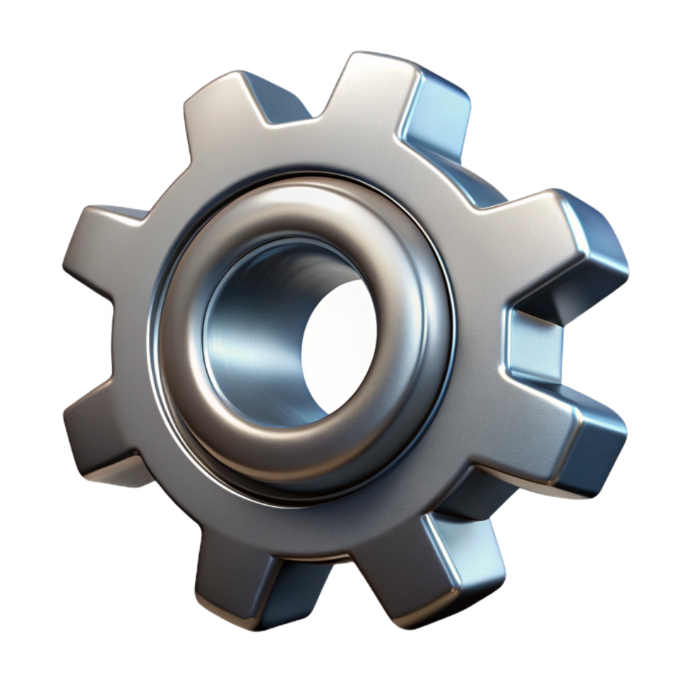 stunning inspired A single gear, cogged and metallic. NO BACKGROUND with Transparent Background. png