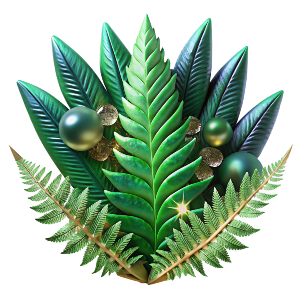 magnificent minimalist Green Fern Fractal Close Up Transparent Background professional png