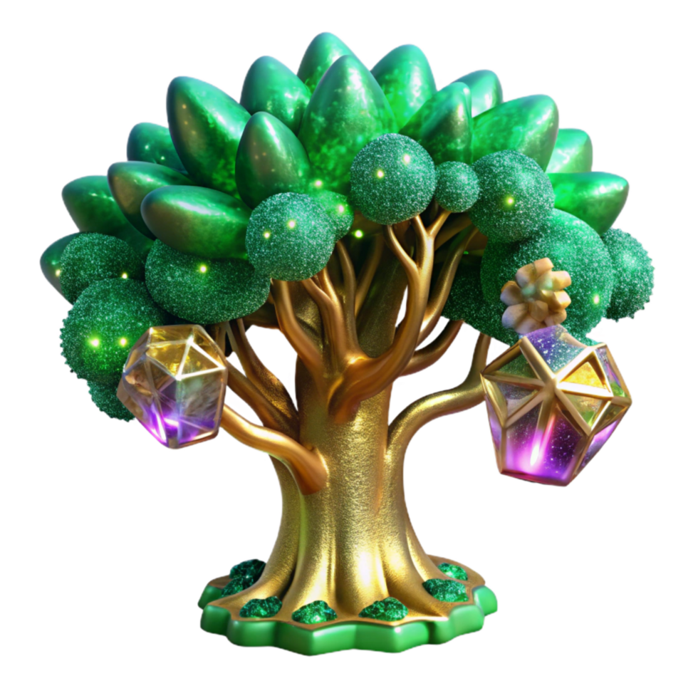 elegant rustic Green Fractal Tree Branching Out Isolated professional png