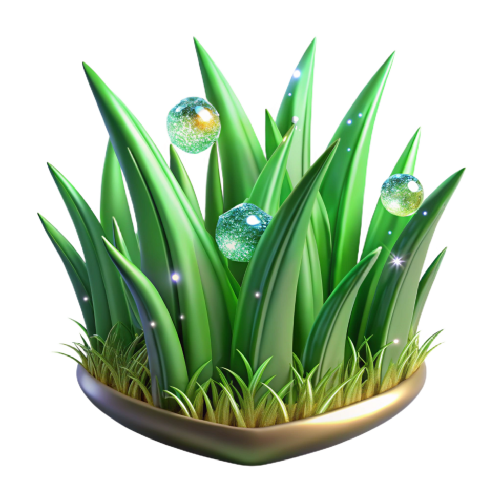 dramatic creative Green Grass Blades Swaying in Breeze Transparent professional png