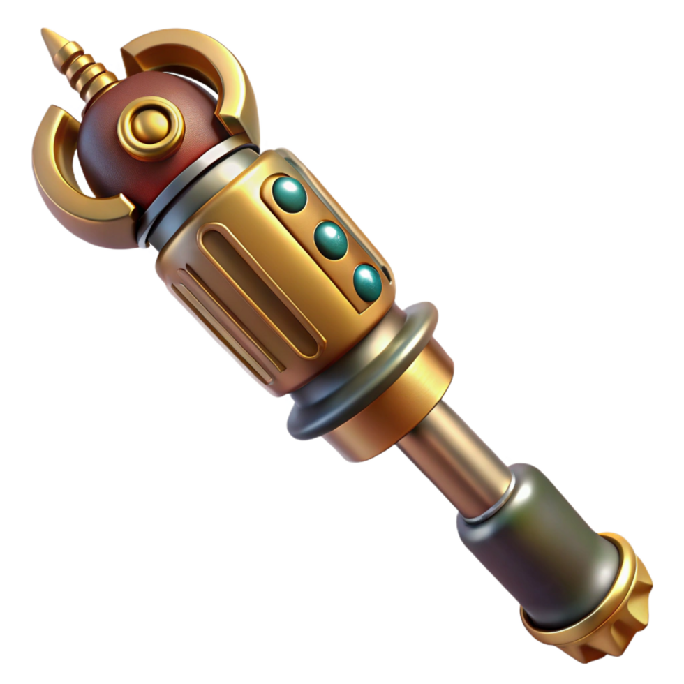 energetic exquisite Steampunk screwdriver with an interchangeable bit and a brass handle. NO BACKGROUND with Transparent Background. handcrafted png