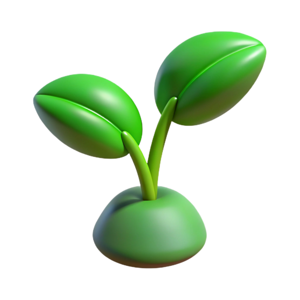 fascinating calm industrial Green sprout with two leaves NO BACKGROUND with Transparent Background. perfect clarity png