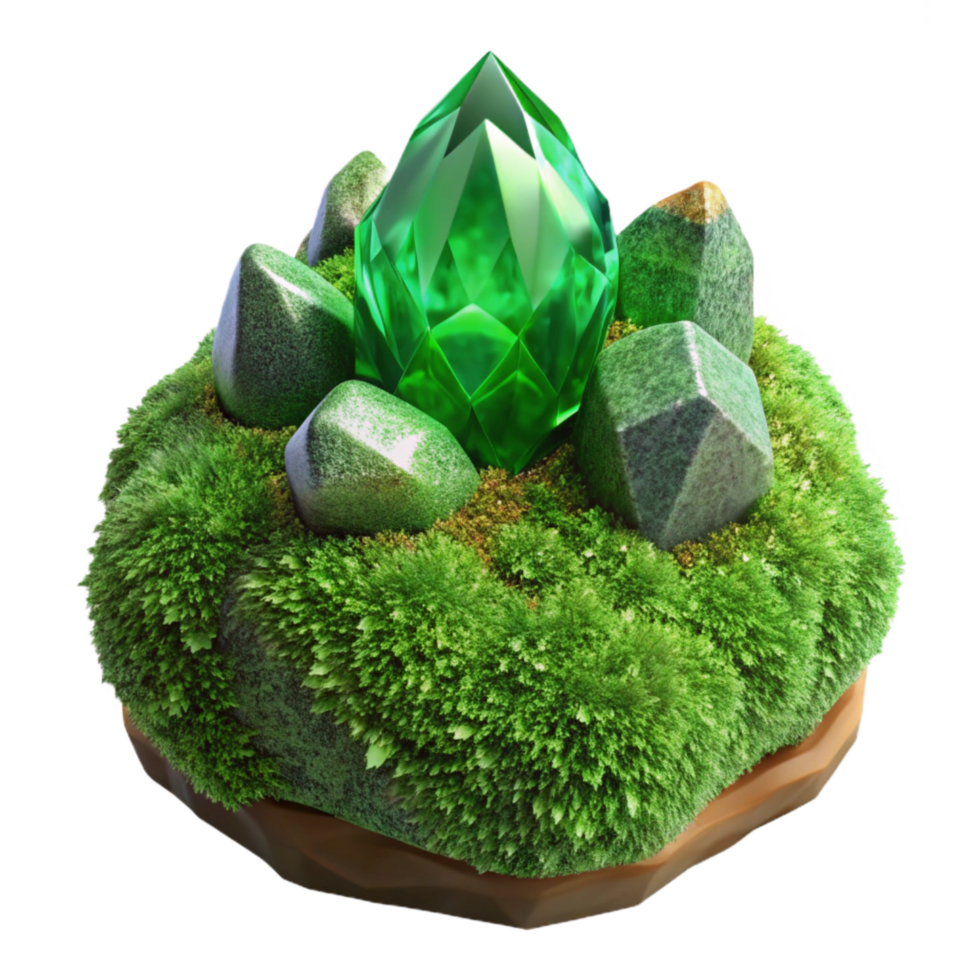 dramatic artistic Green Moss on Rock Fractal Nature Texture Transparent Background high quality png
