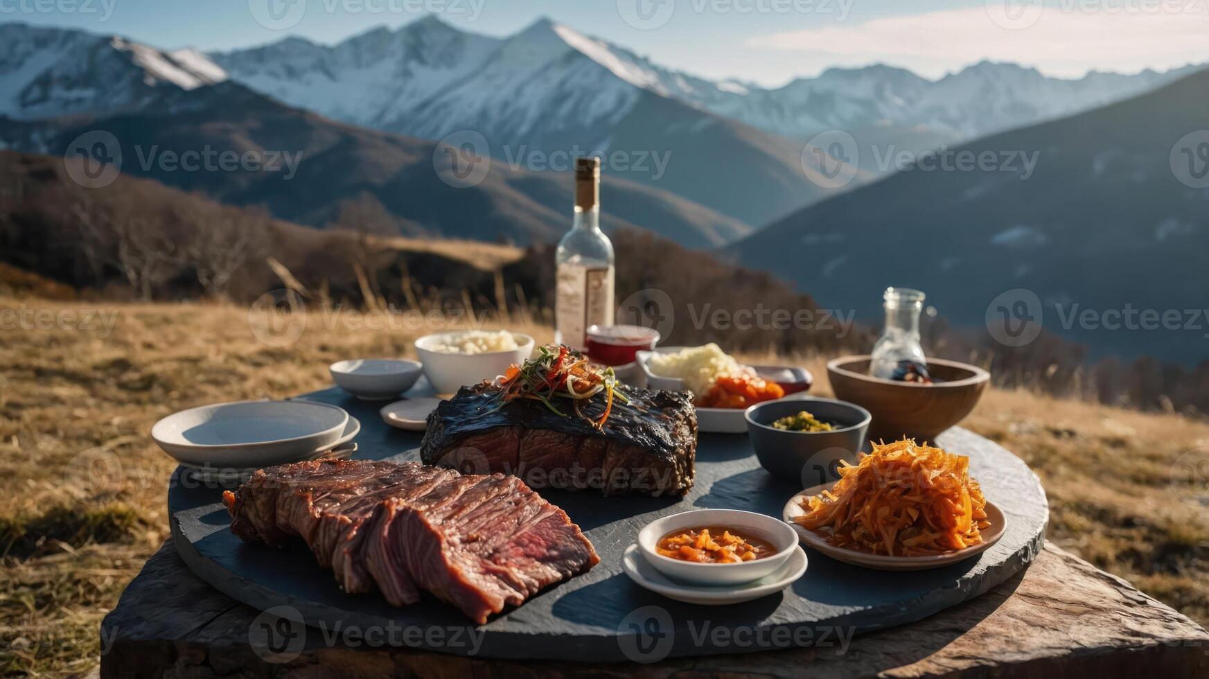 Steak Meal Outdoors with Mountain View Gourmet Food Experience photo