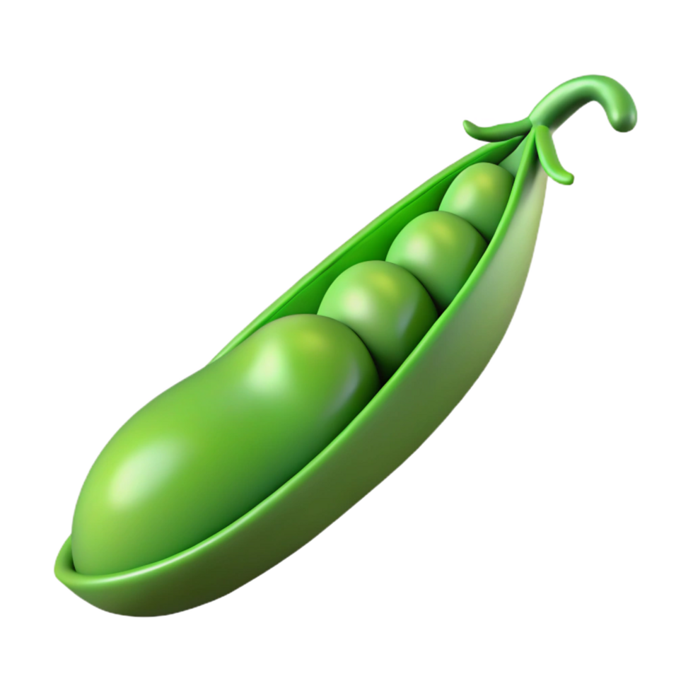 standout traditional Single green pea pod NO BACKGROUND with Transparent Background. 4K png
