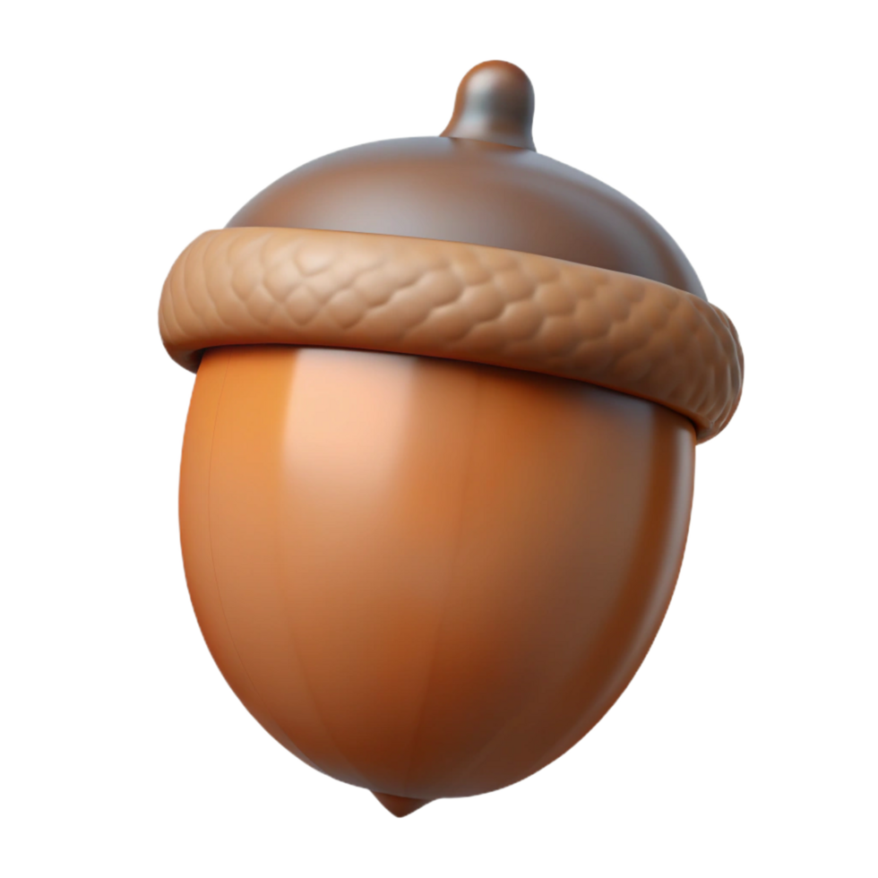 whimsical vibrant Acorn NO BACKGROUND with Transparent Background. professional png