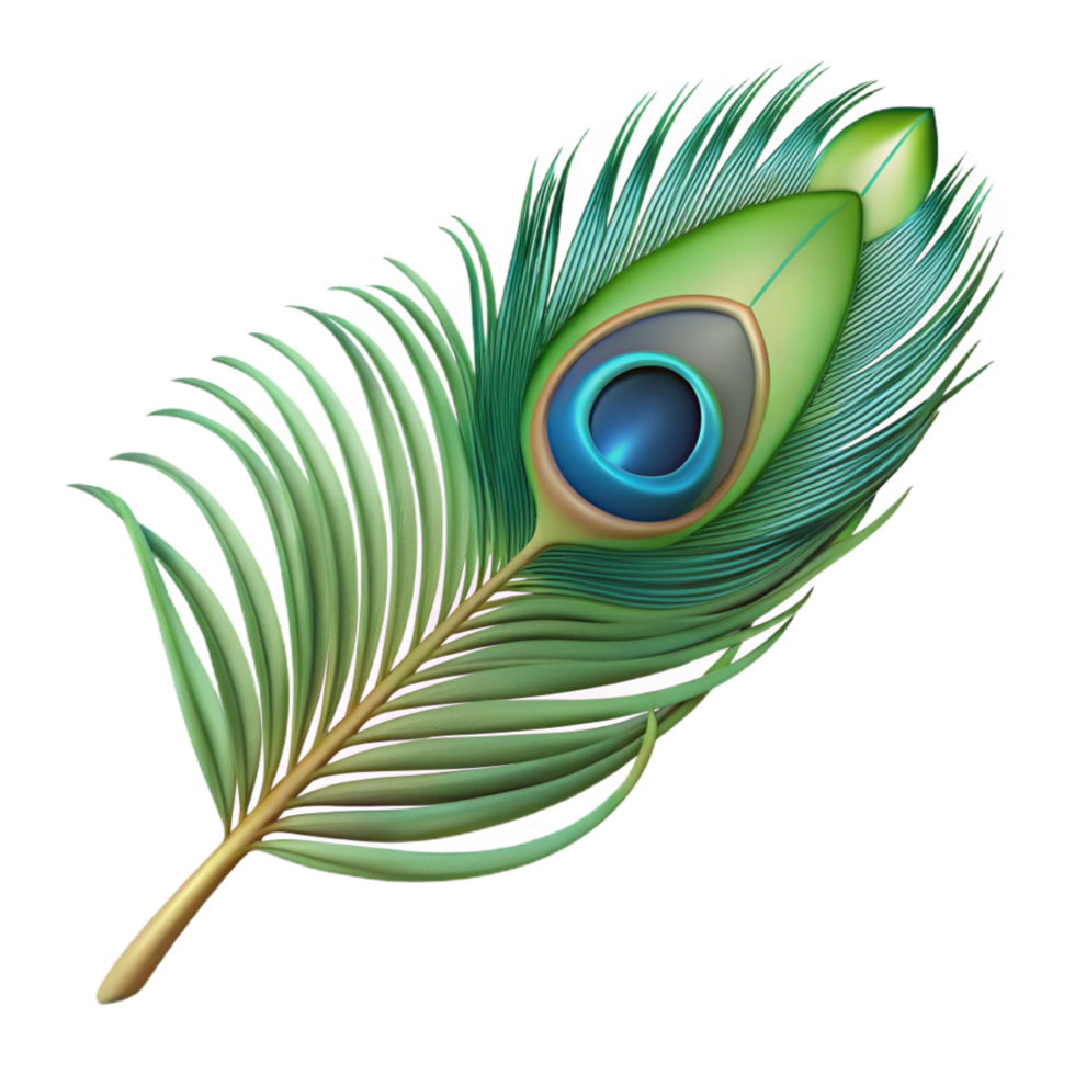harmonious hypnotic Feather peacock NO BACKGROUND with Transparent Background. museum quality png