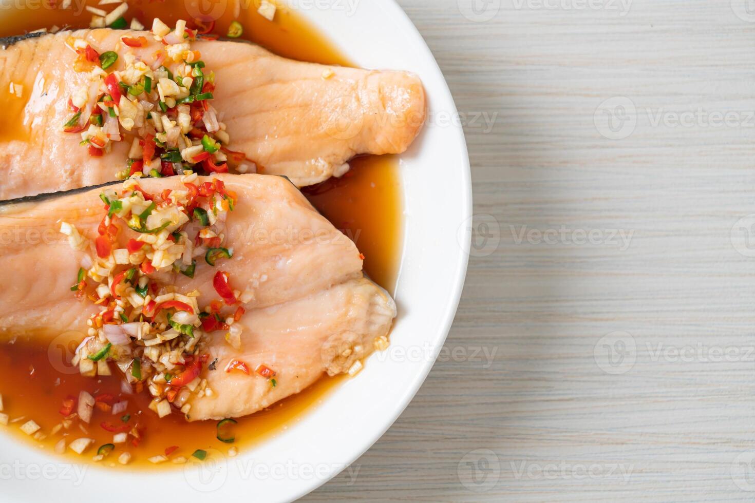 Poached Trout with Yuzu Ponzu Sauce. photo