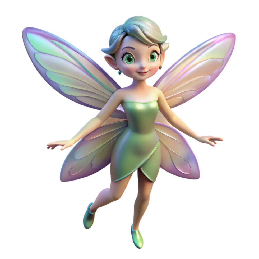 extraordinary peaceful coastal A delicate fairy with iridescent wings, NO BACKGROUND with Transparent Background. genuine png