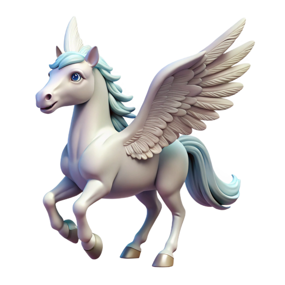 picturesque tranquil vintage A graceful pegasus with feathered wings, NO BACKGROUND with Transparent Background. high quality png