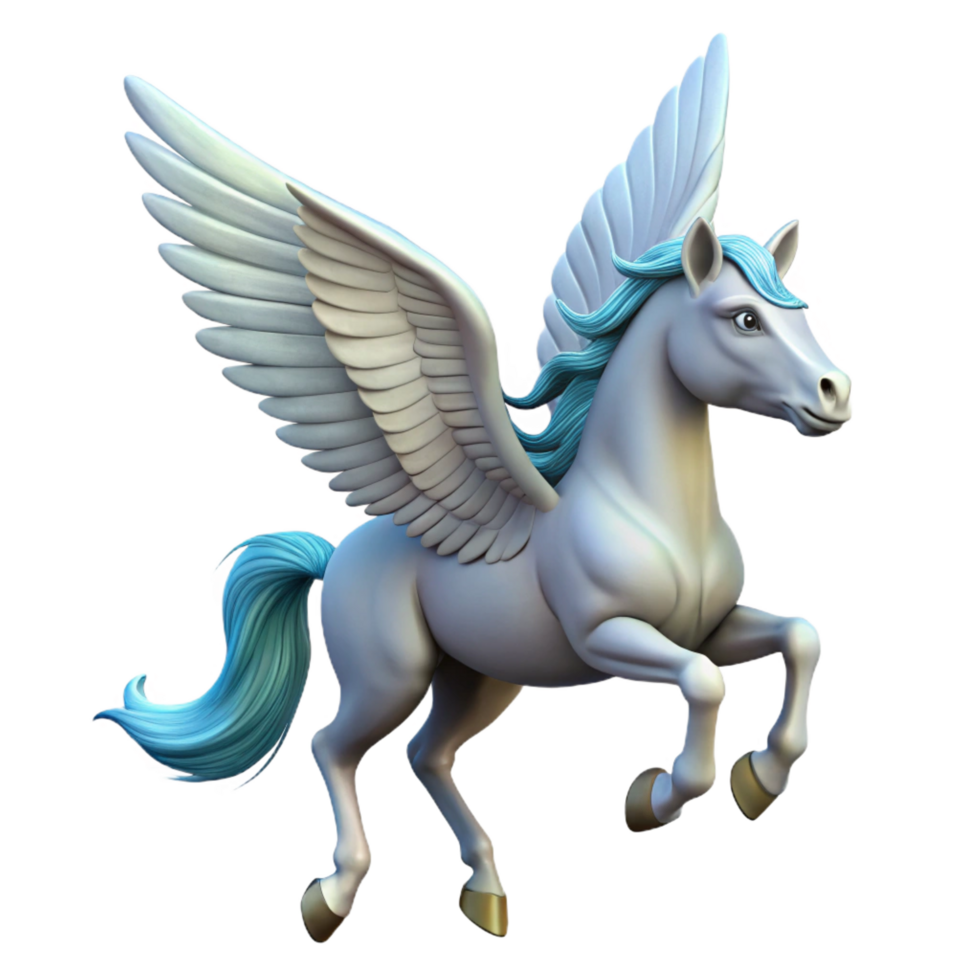 dramatic inspired A graceful pegasus with feathered wings, NO BACKGROUND with Transparent Background. png