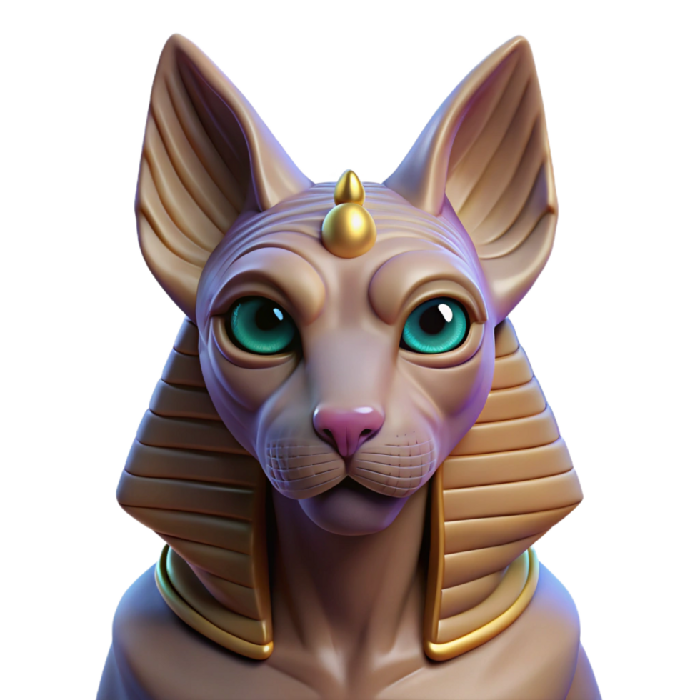 harmonious majestic A mystical sphinx with enigmatic eyes, NO BACKGROUND with Transparent Background. top-tier png