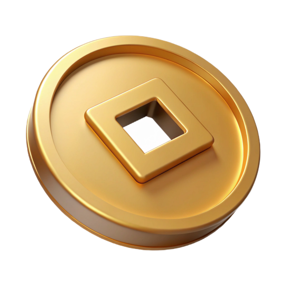 fascinating art deco A single, ancient coin, NO BACKGROUND with Transparent Background. high resolution png