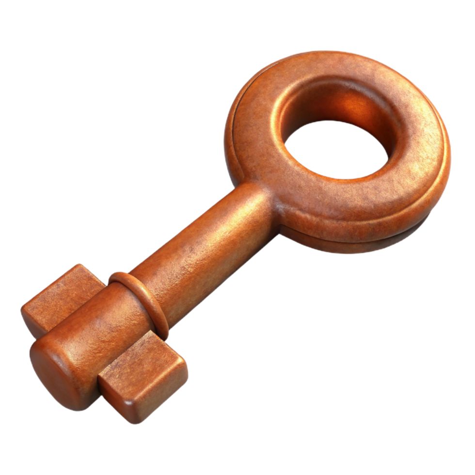 joyful striking A single, rusted key, NO BACKGROUND with Transparent Background. gallery standard png