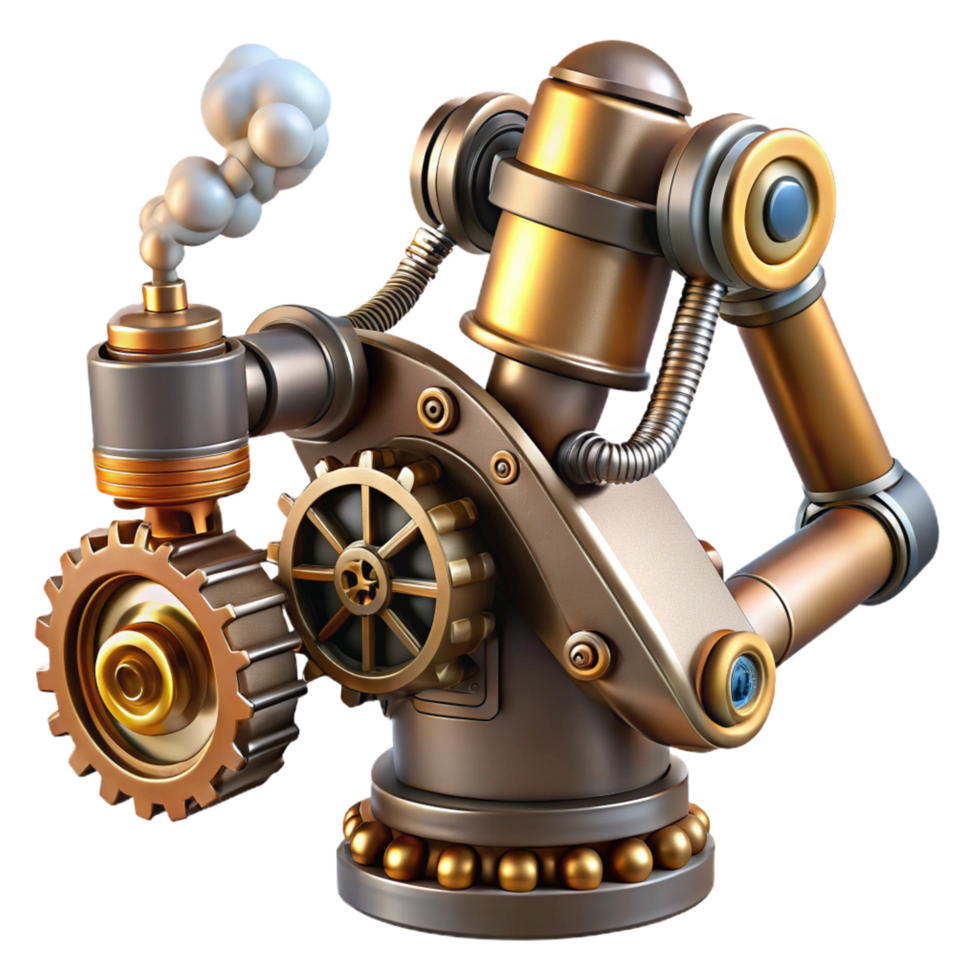 glorious acclaimed Steampunk wing crafted from clockwork gears and leather. NO BACKGROUND with Transparent Background. png