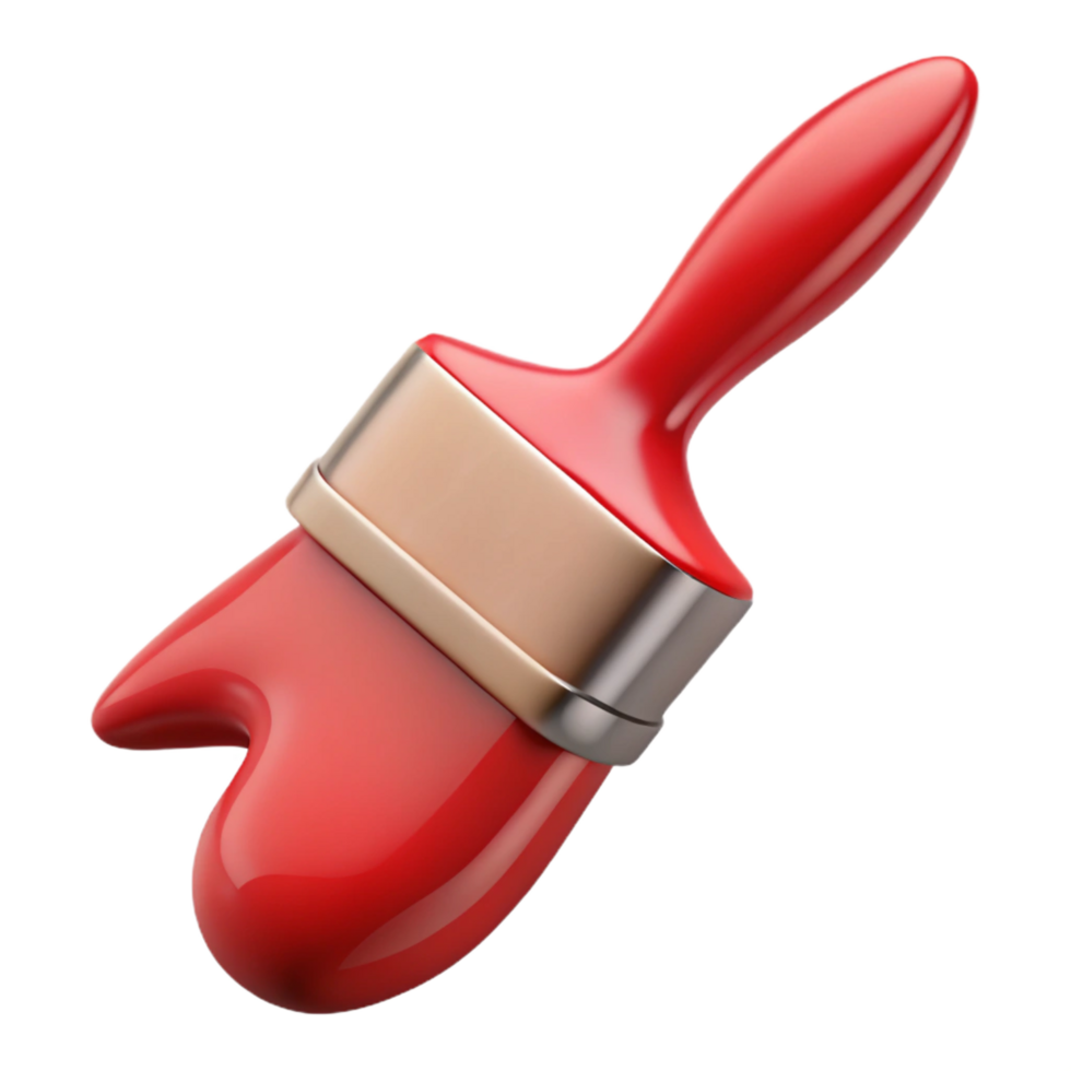 glorious acclaimed A paintbrush with a single stroke of red paint, NO BACKGROUND with Transparent Background. png
