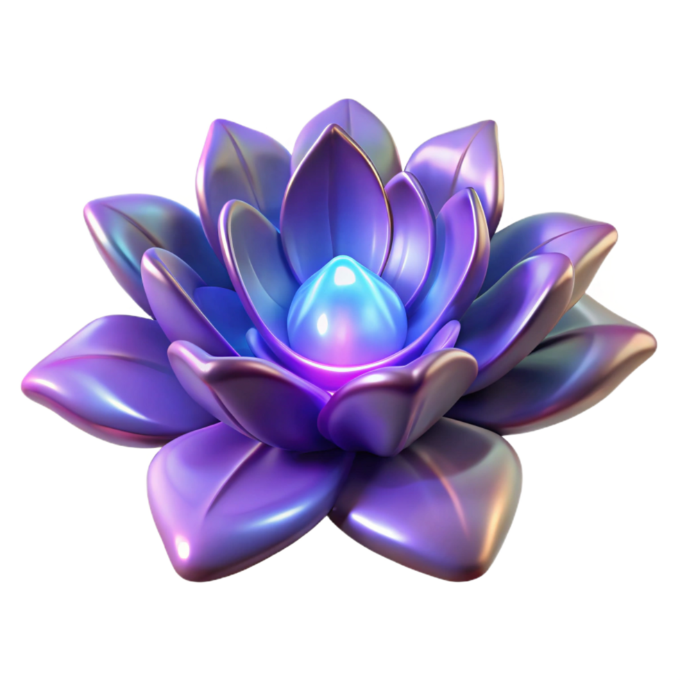 serene inspired Alien flower with glowing petals and unusual shape. NO BACKGROUND with Transparent Background. png