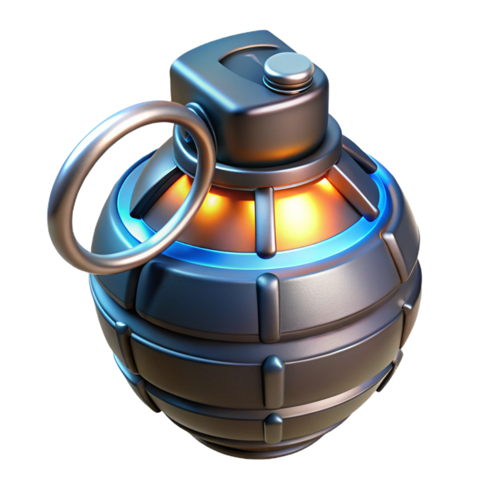 notable avant-garde Futuristic grenade with glowing timer and explosive charge. NO BACKGROUND with Transparent Background. luxury png