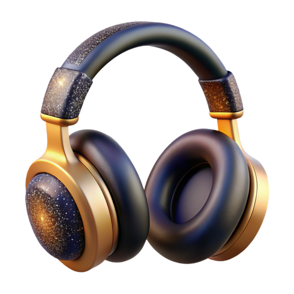elegant rustic Headphones Isolated with Over-ear Design and Black Color high resolution png