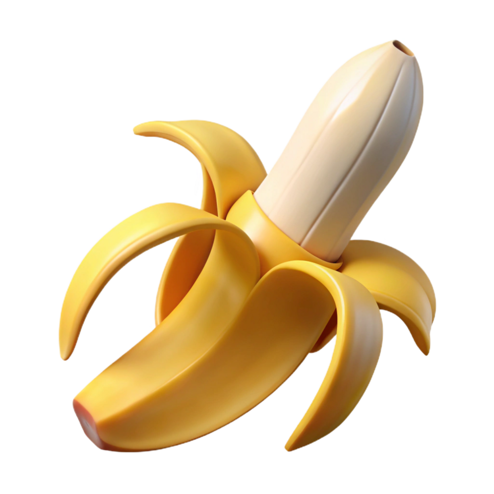 iconic baroque One ripe banana peel partially peeled NO BACKGROUND with Transparent Background. top-tier png