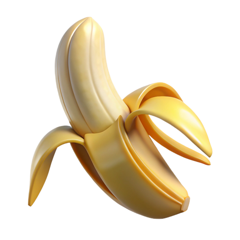 glorious dynamic elegant One ripe banana peel partially peeled NO BACKGROUND with Transparent Background. original png