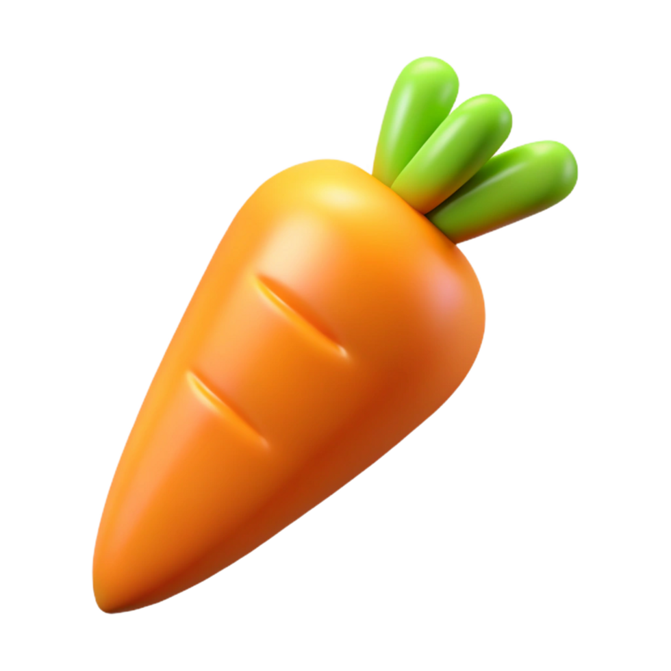 magnificent distinctive One orange carrot with green top NO BACKGROUND with Transparent Background. png