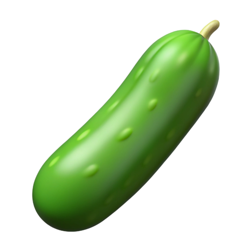 unforgettable mid-century One green cucumber NO BACKGROUND with Transparent Background. detailed png
